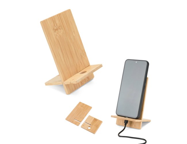Suporte para celular em bambu, desmontvel em duas partes